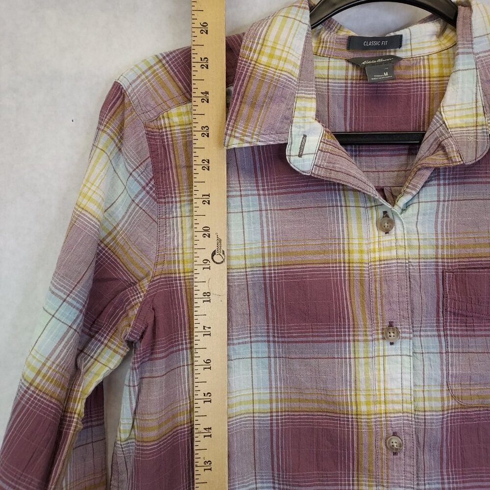 Eddie Bauer Classic Fit Button Up Shirt Women M Plaid Long Sleeve Gorpcore Cabin - Picture 12 of 15